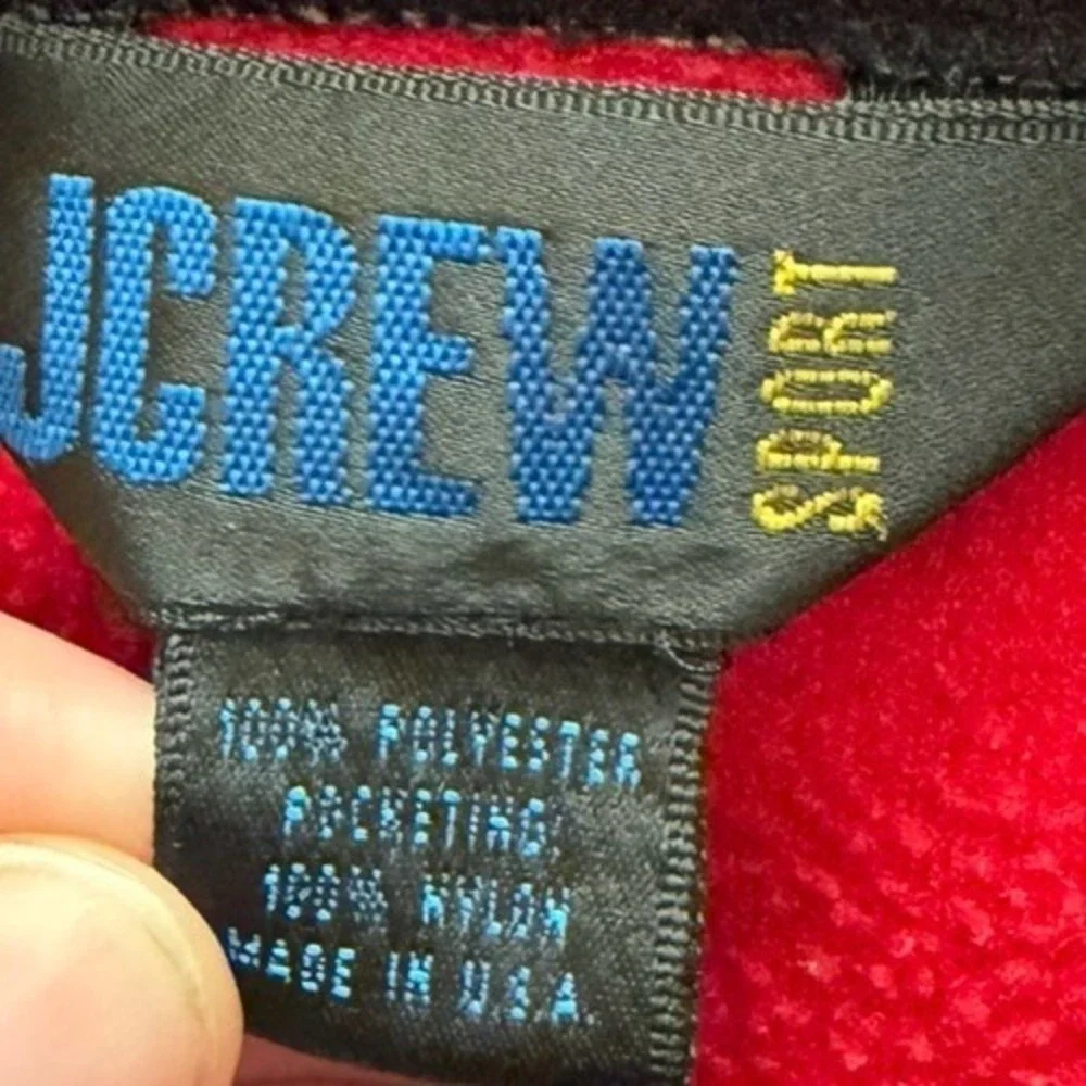 J.Crew‎ Sport Red Fleece Pullover Mens Large 1/4 Zip Vintage